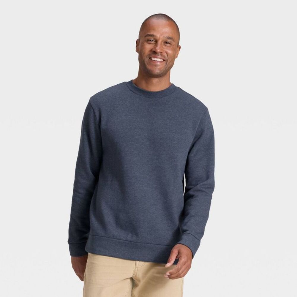 Men's Every Wear Fleece Crewneck Sweatshirt - Goodfellow & Co Navy Blue S